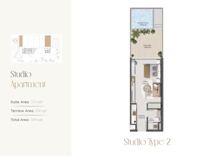 Legado By Prescott floor plan Studio · 589 sqft