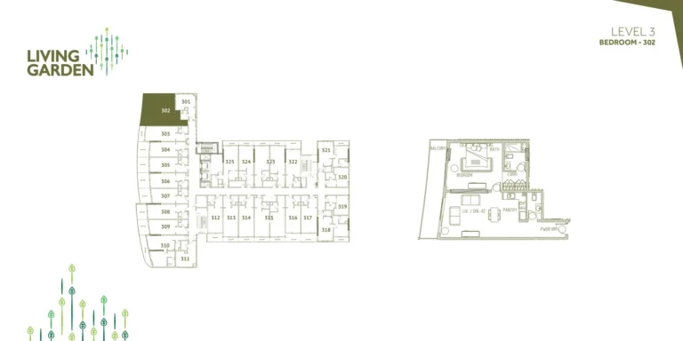 Living Garden 2 floor plan 1-спальн.