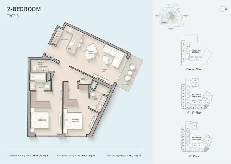 Belgravia 3 floor plan 2 BR · 1126 sqft