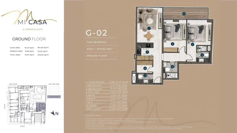 Mi Casa by London Gate floor plan 2-спальн. · 1019 sqft