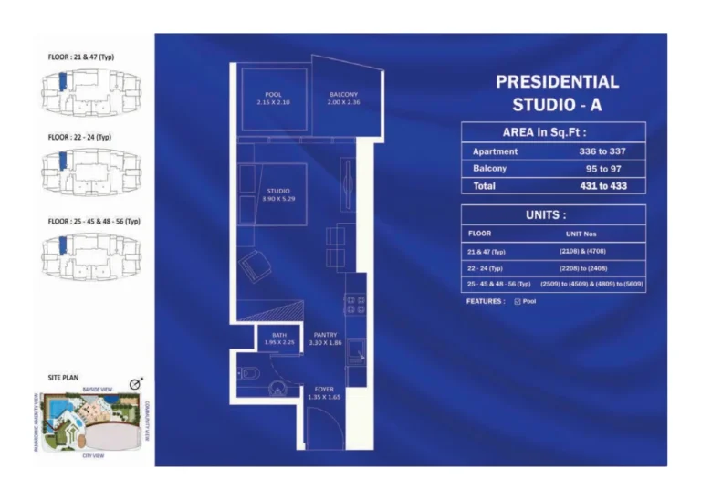 Fashionz 1 by Danube floor plan Студия · 431 кв. фут