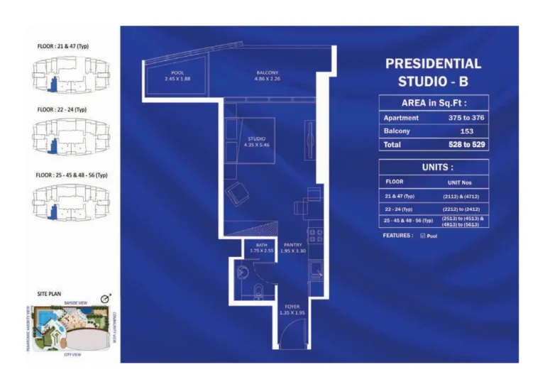 Fashionz 1 by Danube floor plan Студия · 528 кв. фут