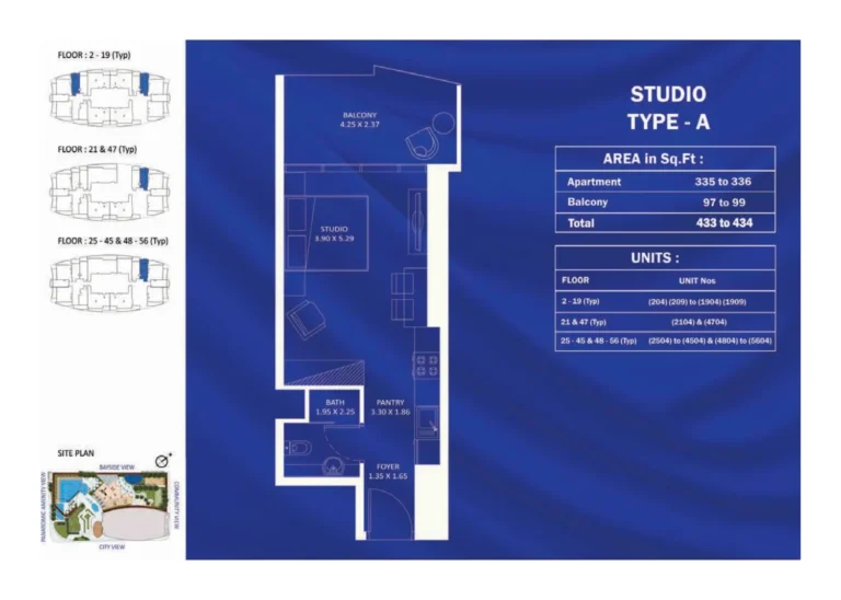 Fashionz 1 by Danube floor plan Студия · 433 кв. фут