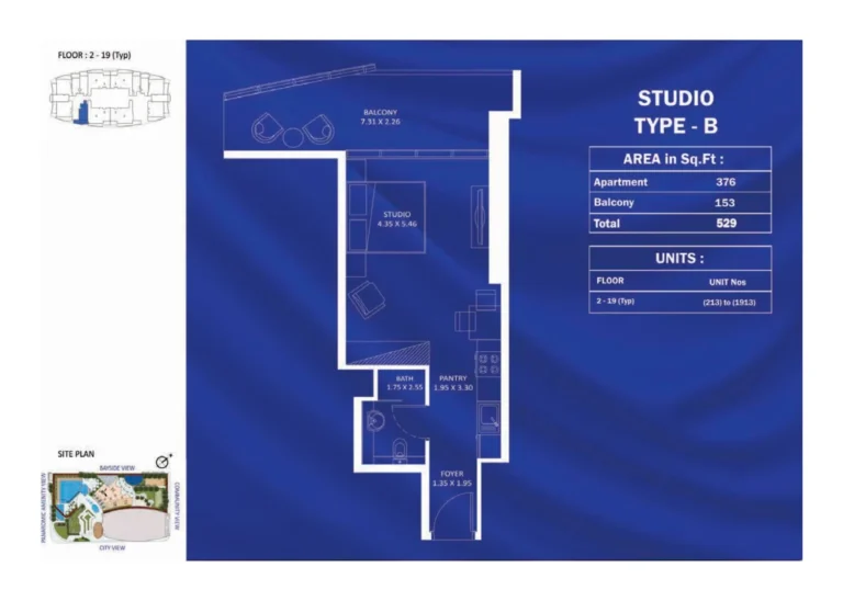Fashionz 1 by Danube floor plan Студия · 529 кв. фут