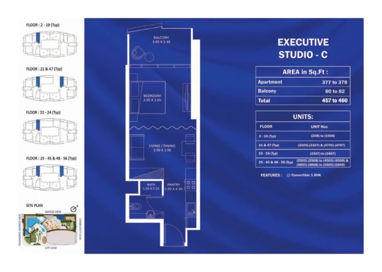 Fashionz 1 by Danube floor plan Студия · 457 кв. фут