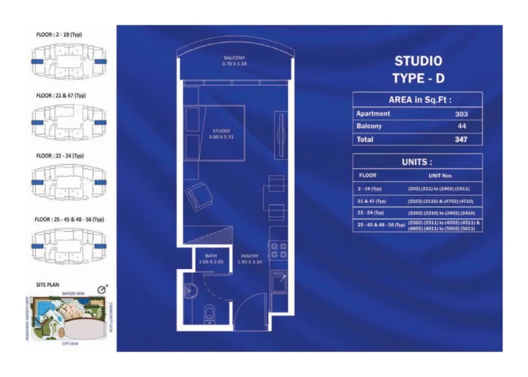 Fashionz 1 by Danube floor plan Студия · 347 кв. фут