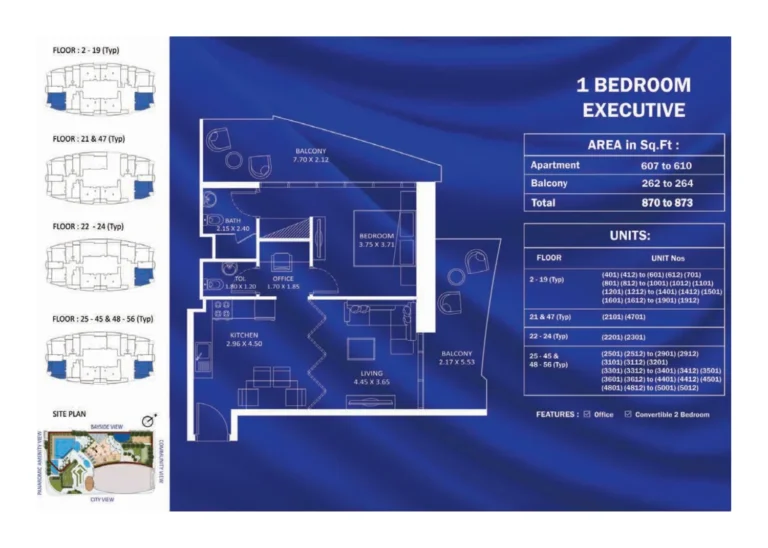Fashionz 1 by Danube floor plan 1-спальн. · 870 кв. фут
