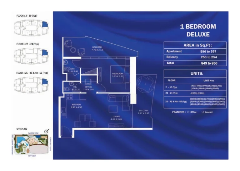 Fashionz 1 by Danube floor plan 1-спальн. · 849 кв. фут