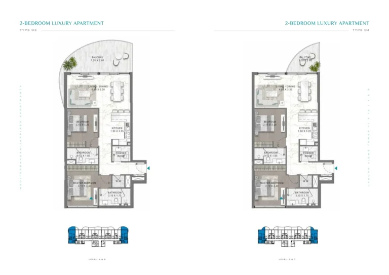 Damac Lagoons — Lagoon Views 2 floor plan 2-спальн.