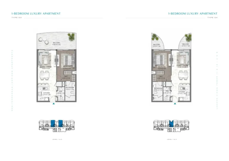 Damac Lagoons — Lagoon Views 2 floor plan 1-спальн.