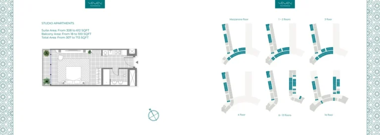 Seven Palm floor plan Studio · 307 sqft