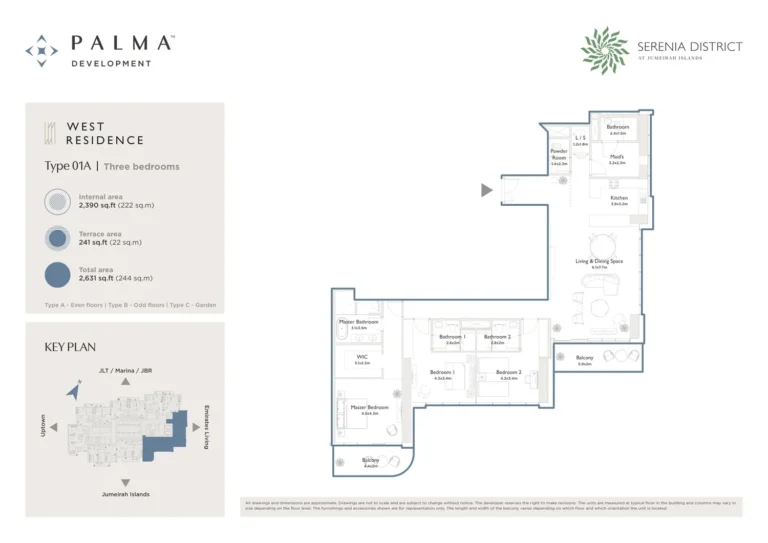 Serenia District – West Residence floor plan 3 BR · 2631 sqft