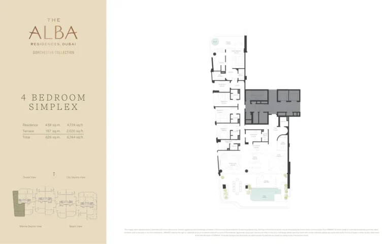 The Alba floor plan 4-спальн. · 6744 sqft
