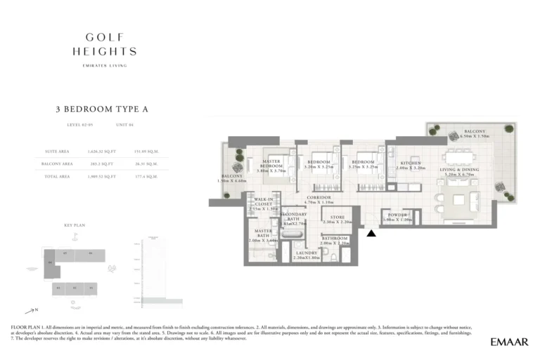 Golf Heights floor plan 3-спальн. · 1909 sqft