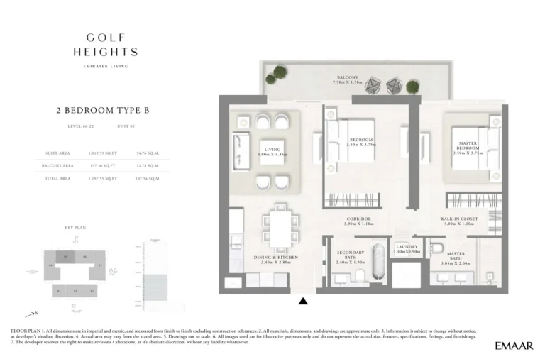 Golf Heights floor plan 2-спальн. · 1157 sqft