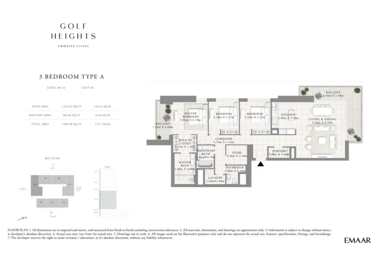 Golf Heights floor plan 3-спальн. · 1901 sqft
