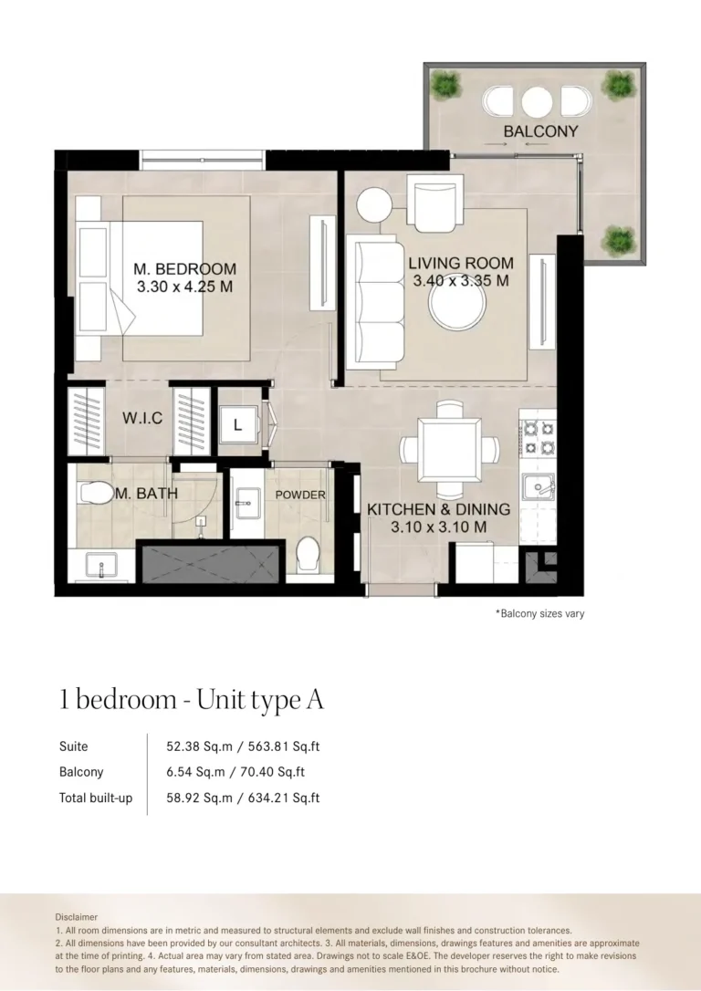 Augusta Town Square floor plan 1-спальн. · 563 sqft
