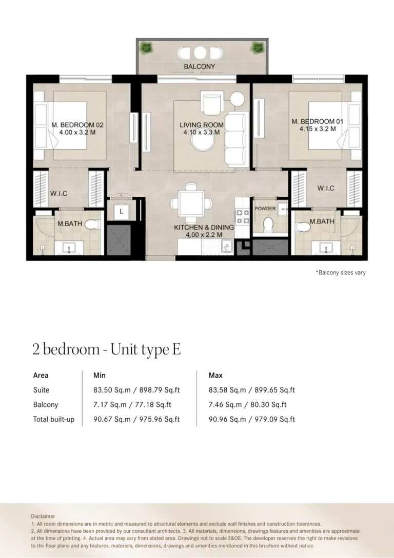 Augusta Town Square floor plan 2-спальн. · 898 sqft