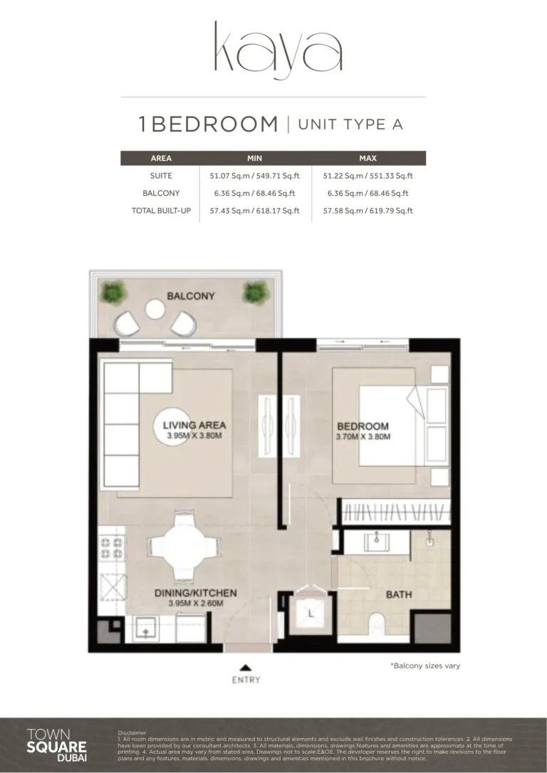 Kaya floor plan 1 BR · 618 sqft