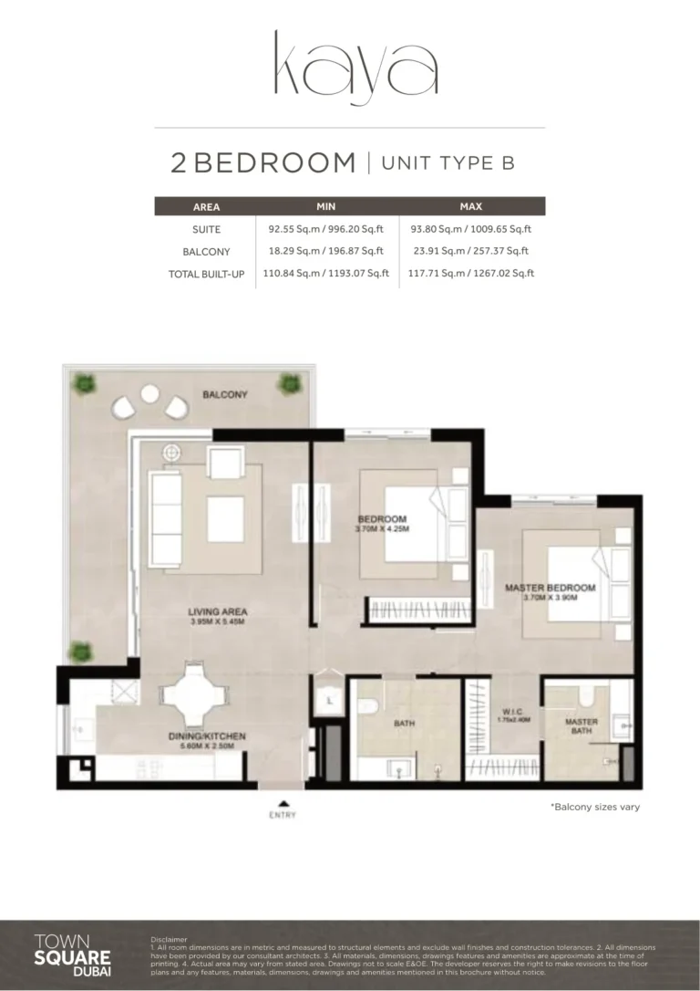 Kaya floor plan 2 BR · 1193 sqft