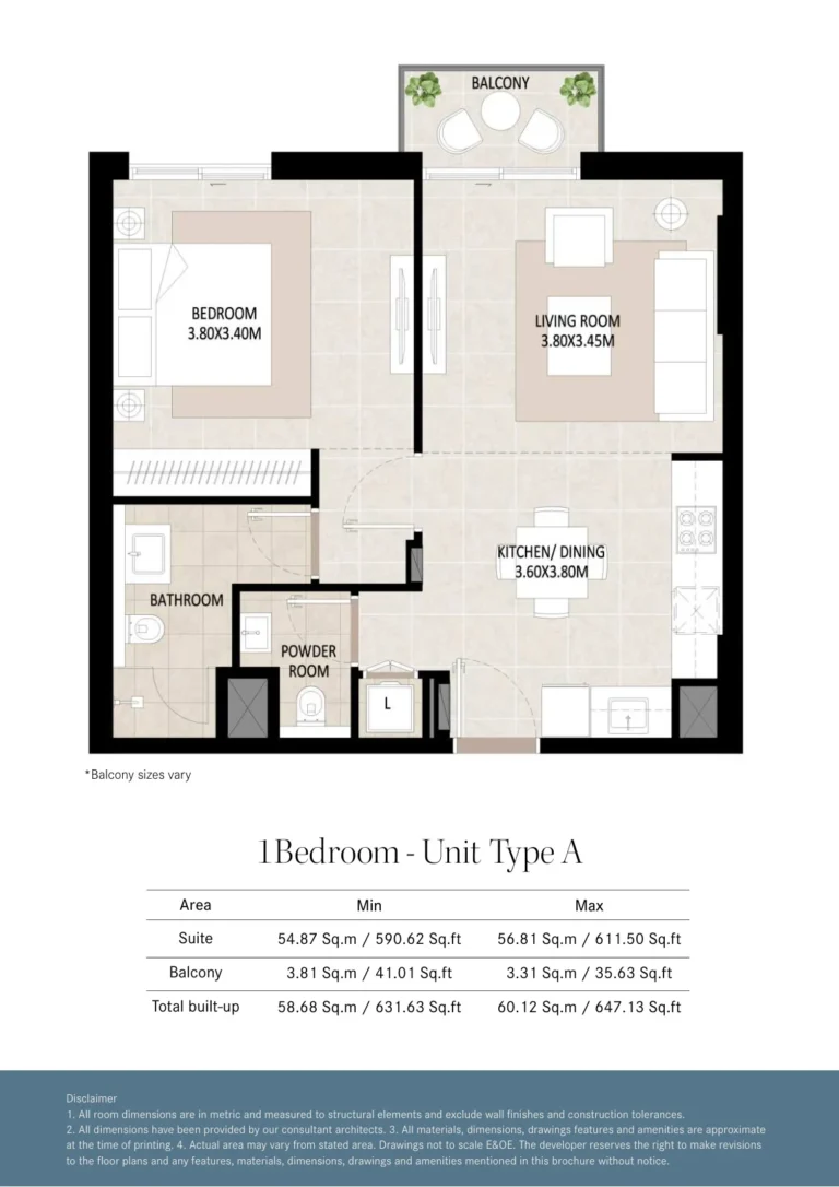 Odessa Town Square floor plan 1 BR · 590 sqft