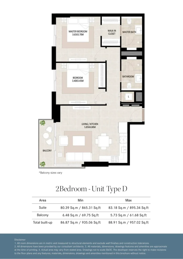 Odessa Town Square floor plan 2 BR · 865 sqft