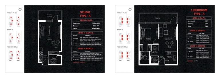 Viewz 1 By Danube floor plan Студия · 401 кв. фут