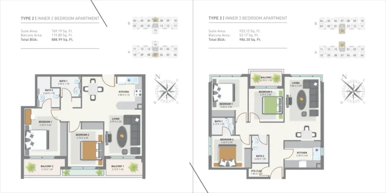 Green Diamond One floor plan 2 BR · 888 sqft