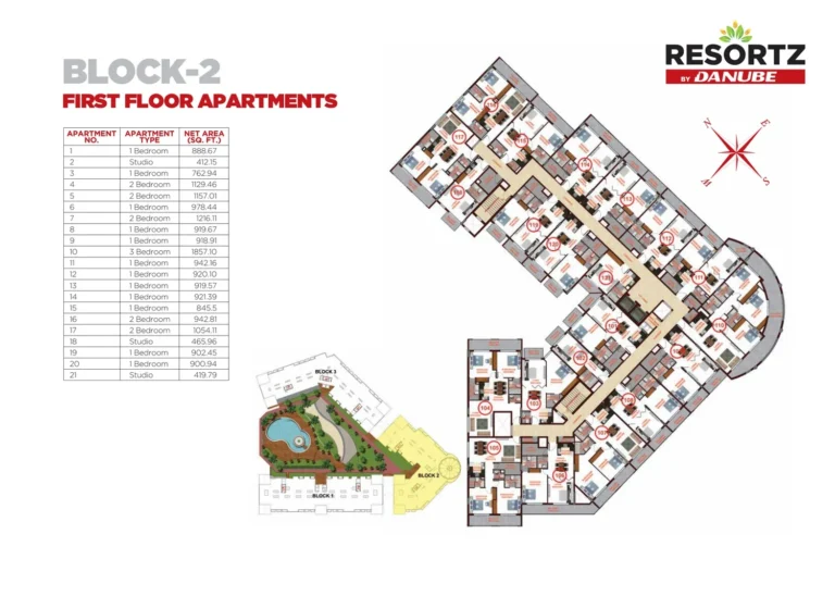 Resortz by Danube floor plan Студия