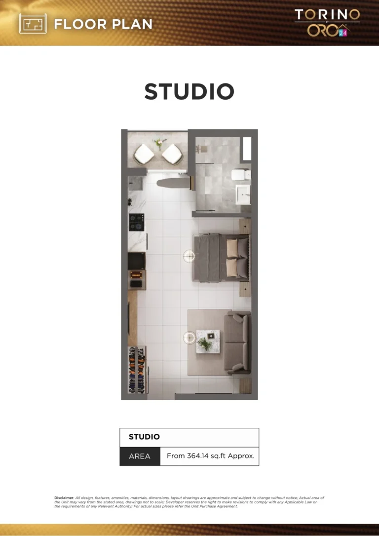 Torino by Oro floor plan Студия · 364 кв. фут
