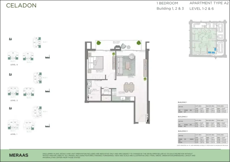 Celadon at Central Park floor plan 1-спальн. · 774 sqft