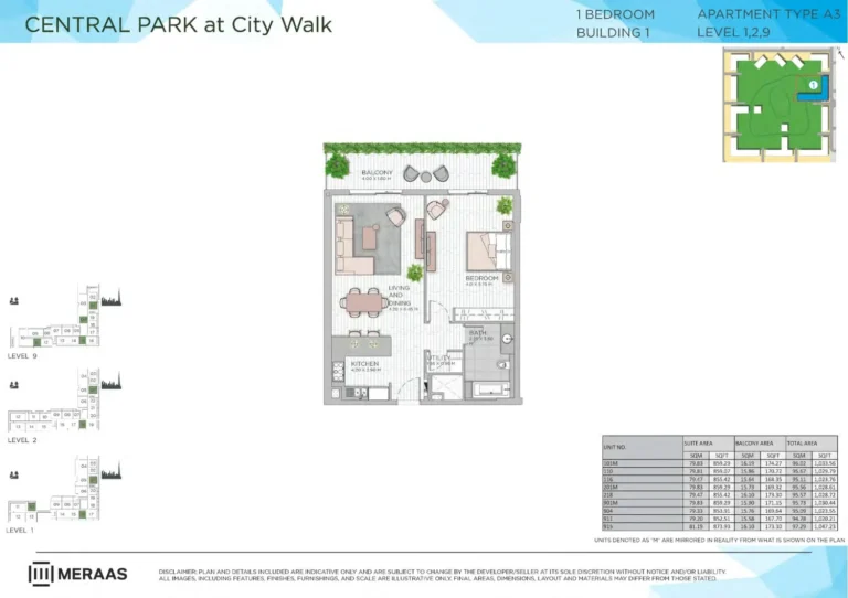 Central Park at City Walk Building 1 floor plan 1 BR · 1033 sqft