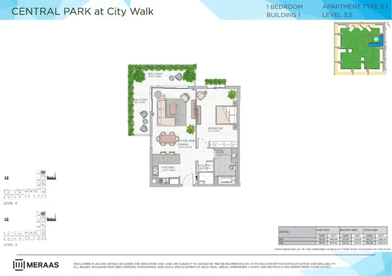Central Park at City Walk Building 1 floor plan 1 BR · 1068 sqft