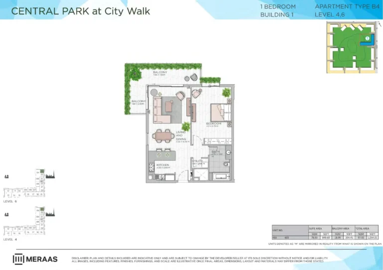Central Park at City Walk Building 1 floor plan 1 BR · 1054 sqft