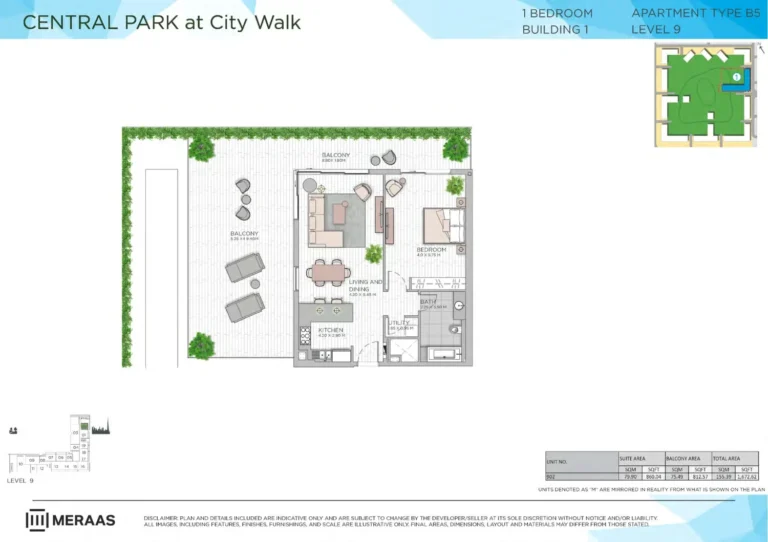 Central Park at City Walk Building 1 floor plan 1 BR · 1672 sqft