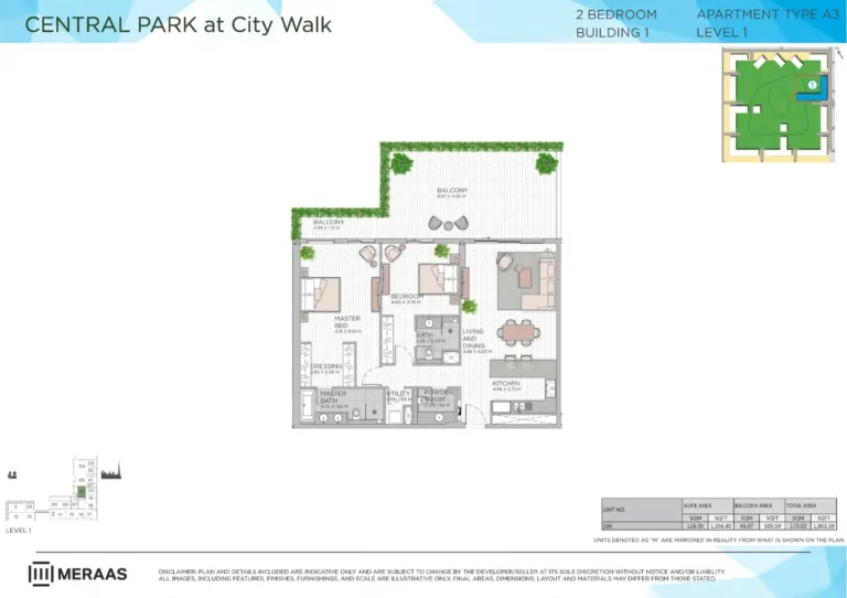 Central Park at City Walk Building 1 floor plan 2 BR · 1862 sqft