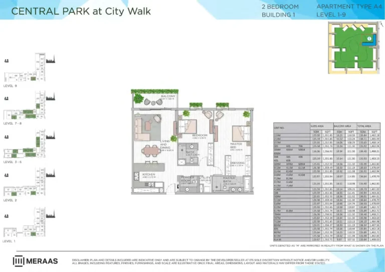 Central Park at City Walk Building 1 floor plan 2 BR · 1462 sqft