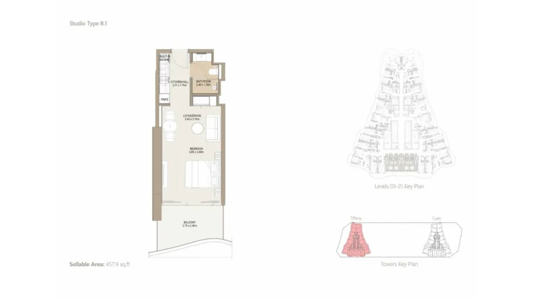 Laguna Residence floor plan Студия · 457 sqft