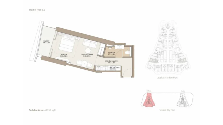 Laguna Residence floor plan Студия · 448 sqft