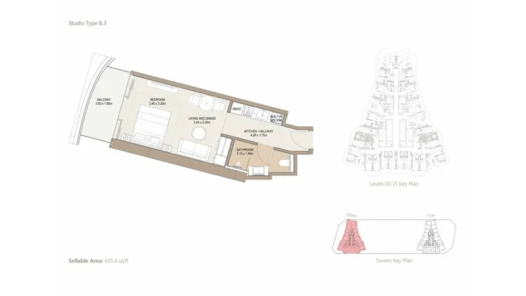 Laguna Residence floor plan Студия · 435 sqft