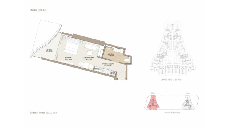 Laguna Residence floor plan Студия · 429 sqft