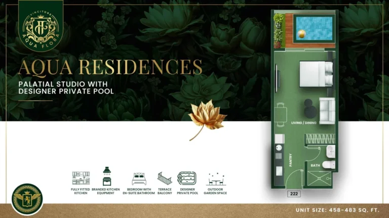Aqua Flora floor plan Studio · 458 sqft