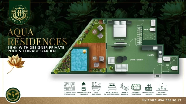 Aqua Flora floor plan 1 BR · 854 sqft