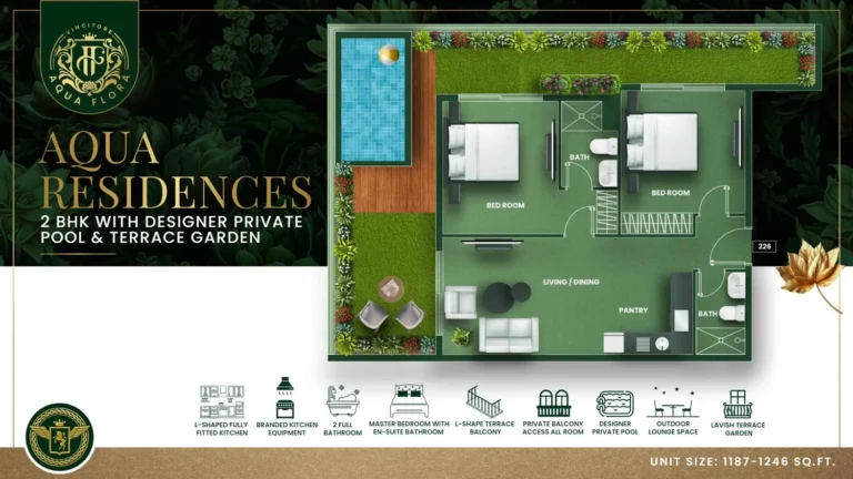 Aqua Flora floor plan 2 BR · 1187 sqft