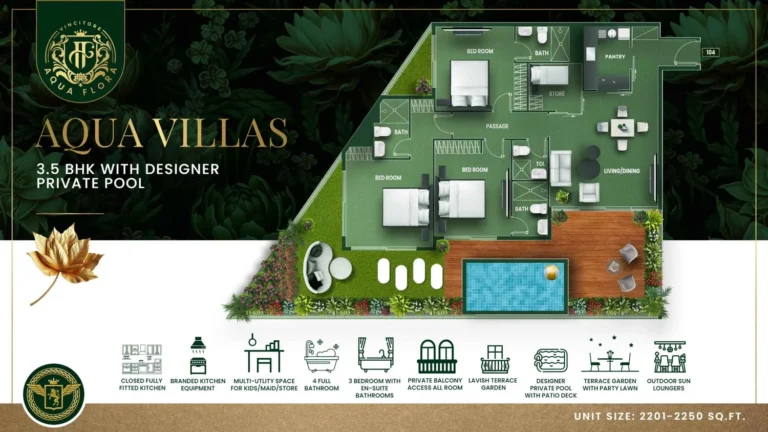 Aqua Flora floor plan 3 BR · 2201 sqft