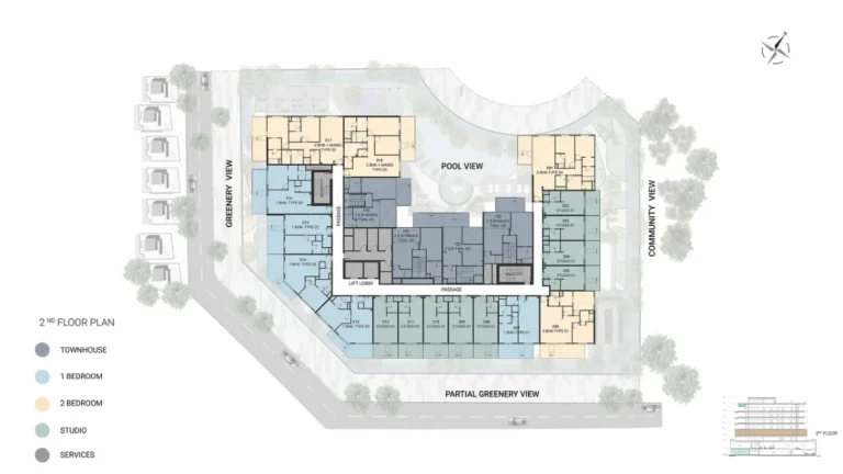 Reef 1000 floor plan Студия