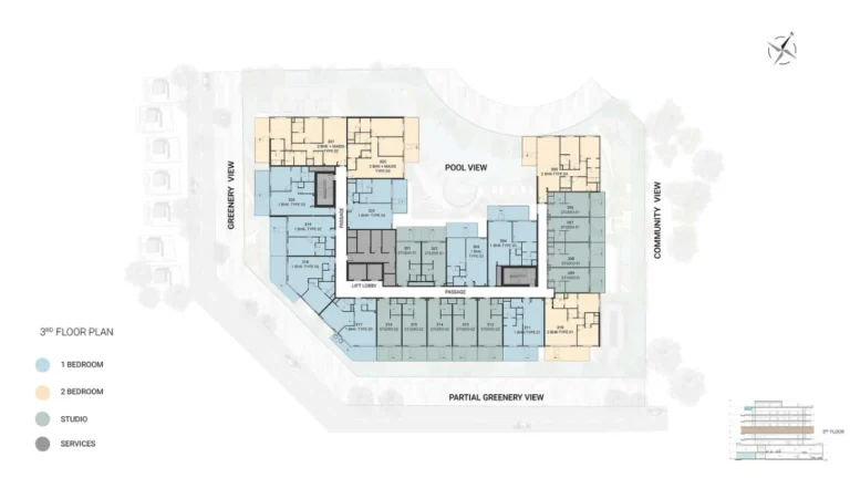 Reef 1000 floor plan Студия