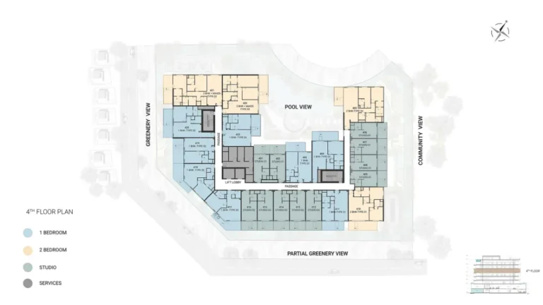 Reef 1000 floor plan Студия
