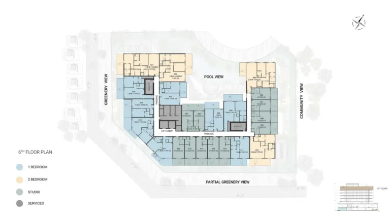 Reef 1000 floor plan Студия