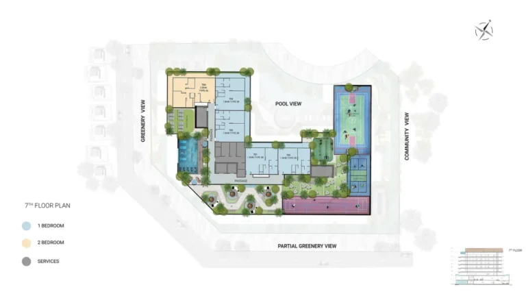 Reef 1000 floor plan Студия